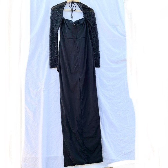 OH POLLY | SAN MARINO BEADED EMBELLISHED SIDE SPLIT MAXI DRESS IN BLACK SIZE 6 - Picture 13 of 13